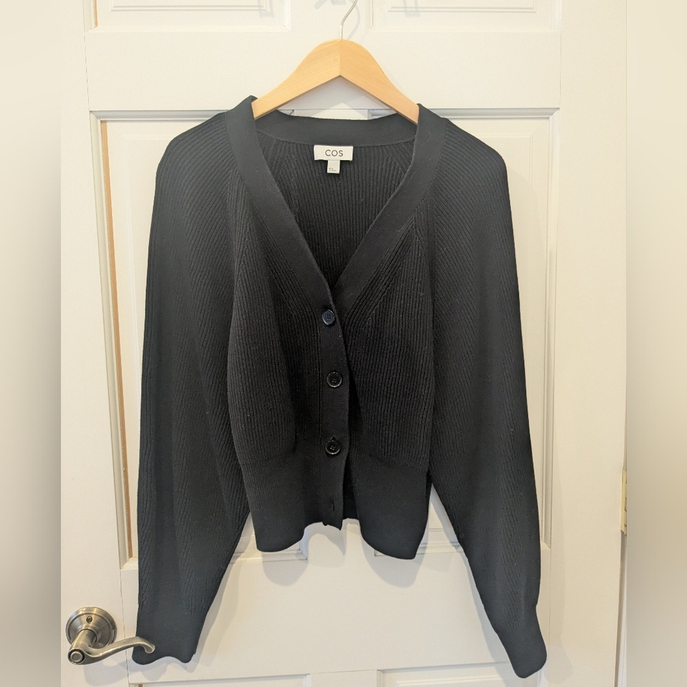 COS Medium 100% Cottonw Women's Black Cardigan Sweater